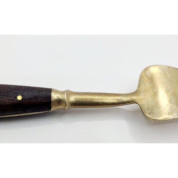 Vintage Brass & Wood Handle Meat Fork Serving Mid Century Modern - Picture 5 of 9